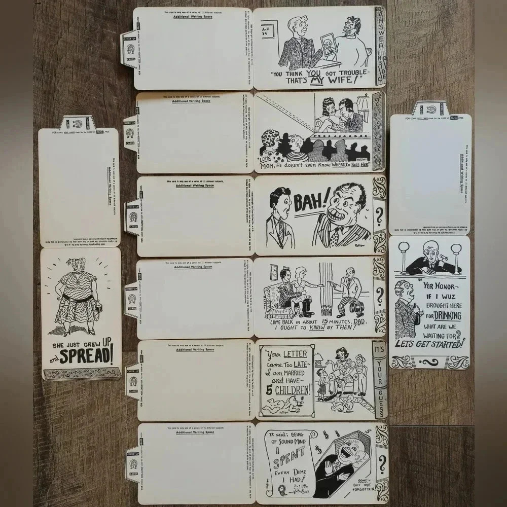 Lot of 8 RARE 1959 Humorous Comic Quiz Postcards • Cheer-Up Card Company - Picture 3 of 3